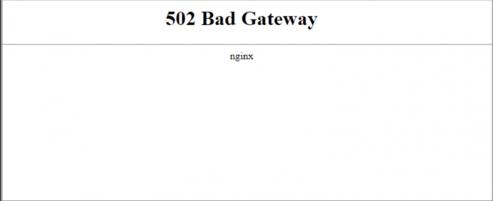 502 Bad Gateway page d'erreur NGINX
