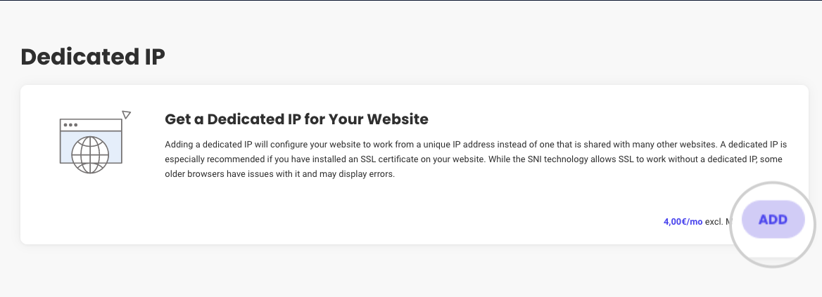 Confirm adding a dedicated IP