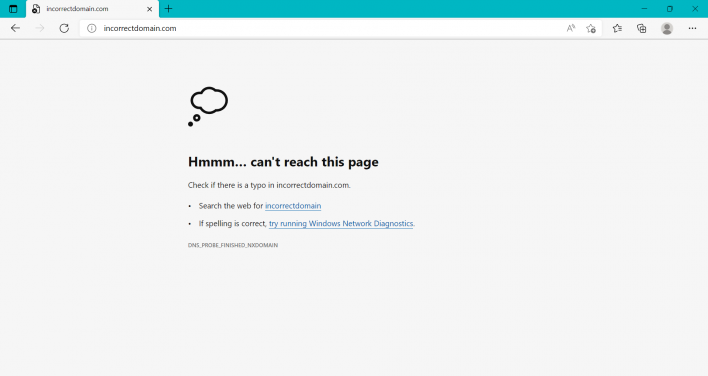 Edge dns_probe_finished_nxdomain