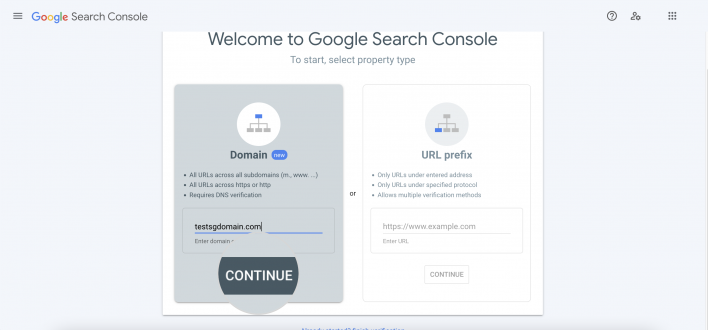 Verify your domain in Google Search Cnsole
