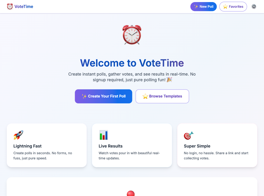 vote time - simple group polling app with live voting and results display